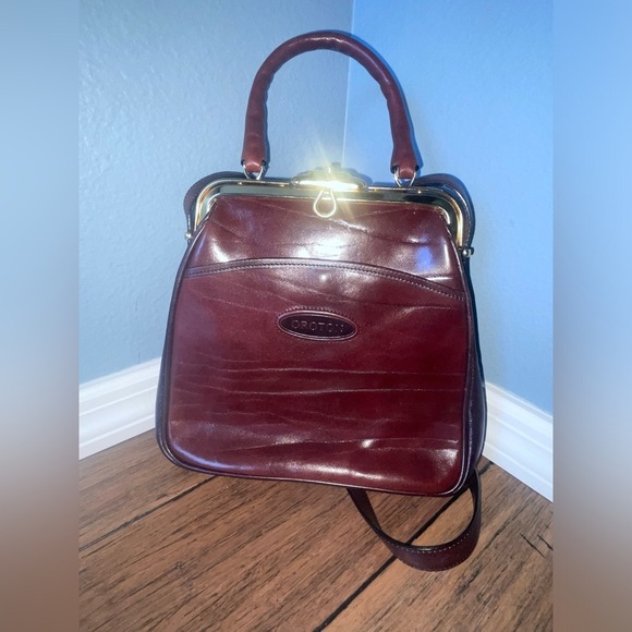 Vintage🤎top handle crossbody bag kiss lock bag leather bag oroton bag - Picture 3 of 16